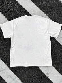 Manfinity Hypemode Men's T-Shirt Valentine's Day Pink Double Heart, Spring And Summer Men's Clothing, Boyfriend Gift - White - View 2