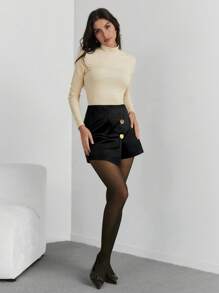 Firerie Vestido elegante y romántico de estilo chic y sexy para mujer, adecuado para fiesta, vacaciones, regreso a la escuela, citas románticas y fiestas de cumpleaños y de San Valentín. Shorts negro con decoración de lazo
