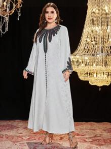 Al Najma Nuevo vestido largo de estilo árabe para tallas grandes, bordado con lentejuelas y rhinestones, bata indonesia/turca
