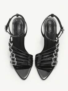 CUCCOO CHICEST 女士亮片装饰性感尖头高跟凉鞋，闪亮亮片派对俱乐部礼服高跟鞋，金色 - 黑色 - 查看 7