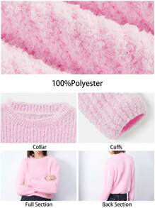 Maija Women's Spring Solid Color Crew Neck Pink Sweater For Casual Wear,Festival - Pink - View 2