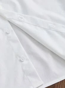 SWAVVY 常规版型男士白色宽松印花短款宽松衬衫，适合日常穿着