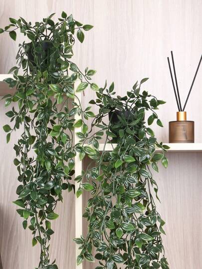 1 件人造悬挂植物假悬挂植物盆栽绿植植物仿桉树藤蔓、盆栽曼陀罗藤蔓适用于家庭室内室外架子装饰、假植物、秋季装饰、房间、书桌、花园装饰、房间装饰用品、情人节、礼物