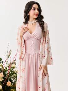Modelyn 2pcs Women's Spring/Summer Halter Dress And Long Sleeve Coat Set - Multicolor - View 3