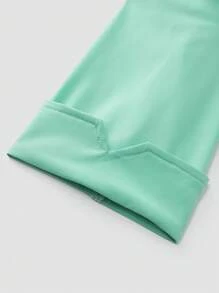 EMERY ROSE Women's Casual Simple Solid Color Short Sleeve Blouse - Green - View 3