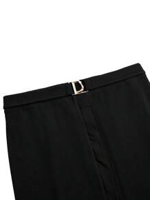 SHEIN Clasi 大码女式金属装饰 A 字裙 - 黑色 - 查看 5