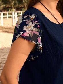 EMERY ROSE Camisa informal de talla grande con estampado floral y aplicaciones