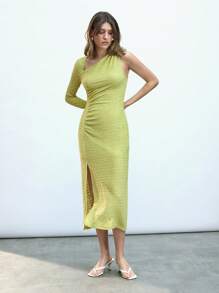 Maija Women's Elegant Knot Shoulder Cut-Out Mid-Length Dress, Summer