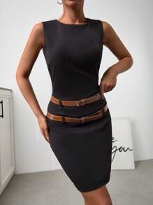 RueChic Women Two Belted Mini Little Black Dress - Black - View 4