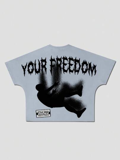 Street Life T-shirt court à manches courtes surdimensionné et imprimé, style gothique, poids lourd, pour Halloween