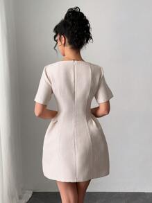 SHEIN Unity Elegant Lady Party Cocktail Dress - Apricot - View 2
