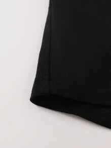 Set de 2 piezas de top de tirantes tipo camiseta y shorts con inserción de encaje liso para mujer
