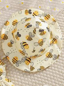 Vestido de tirantes con estampado de abeja lindo para bebé/niña pequeña, primavera/verano - Amarillo - Ver 4