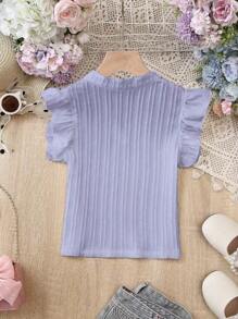 SHEIN Tween Girls' Sleeveless Solid Color Minimalist Casual Shirt For Daily Wear