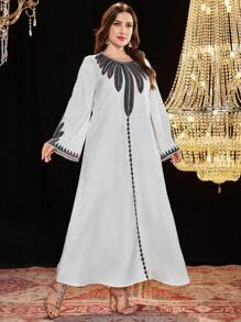 Al Najma Nuevo vestido largo de estilo árabe para tallas grandes, bordado con lentejuelas y rhinestones, bata indonesia/turca