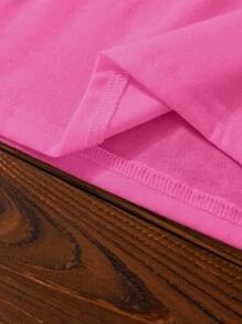 SHEIN Young Girl Cartoon Graphic Tee - Hot Pink - View 4