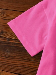 SHEIN Young Girl Cartoon Graphic Tee - Hot Pink - View 5