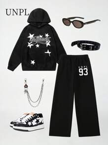 SHEIN Teen Boy Knit Loose Straight Leg Sweatpants - Black - View 7