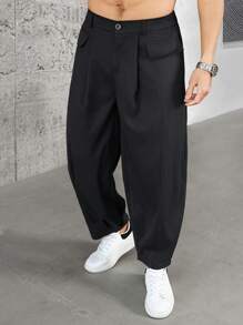 Manfinity Homme Dark Tone Loose Lantern Pants, & Fashionable Casual Design, Versatile, Pants Baggy, Black Baggy Pants Men, Baggy Men Pants, Fall