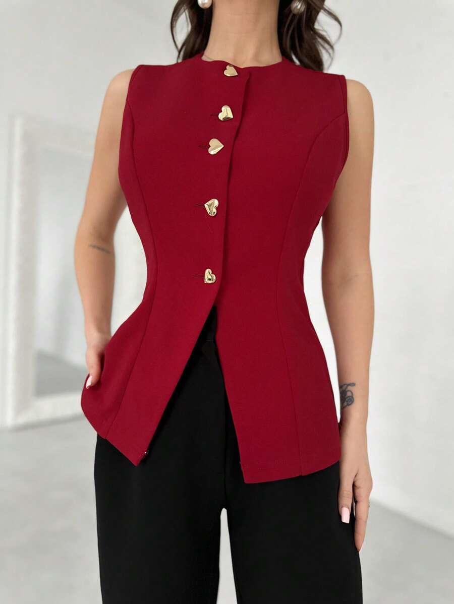 Firerie 女士优雅心形金属装饰春夏薄款夹克