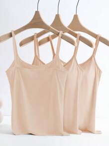 Chiquease 3pcs Anti-Flashing Seamless Camisole With Built-In Padded Bra, Comfortable Strap