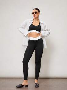 Activina Activina Women's Contrast Color Patchwork Tank Top And Leggings Sports Suit