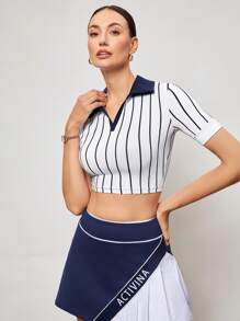 Activina Women's Casual Sports Polo Shirt, Minimalist Fashion For Daily Wear - Navy Blue - View 6