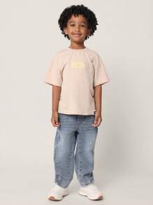 SUMWON Young Boy Pull-On Relaxed Fit Jeans Comfortable Elastic Waist Denim Jeans For School Play Weekend Casual Daily Wear All Season Bottoms Chic For Autumn/Winter Vacation - Blue - View 2