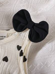 Souflis Souflis Baby Cute Casual Minimalist Round Neck Heart Printed Romper, Summer