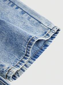 SHEIN Girlism Teen Girls Y2K Blue DenimStreet Cool Style Patchwork Wide-Leg Loose High-Waist Pants, Girl Fall And Winter Clothes - Light Wash - View 4