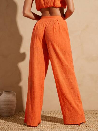 Vixey Textured Woven Pleated Wide Leg Pants, Summer Outfits For Women, Beach Outfits For Women, Spring Outfits For Women, Boho, Boho Women Clothing, Island Vacation Outfits