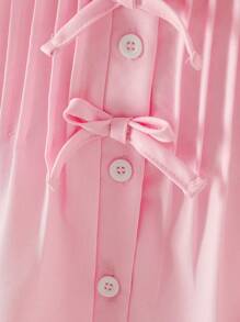 Souflis Souflis 年轻女孩可爱蝴蝶结褶皱无袖衬衫 - 粉色 - 查看 3