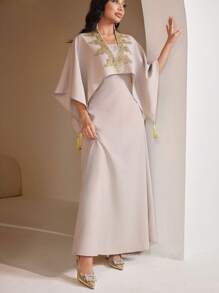 Al Najma Damen Arabische Mode Kleider Set mit Quasten Dekor Patchwork Kleider für Damen Elegant Damen Formell, Dezent