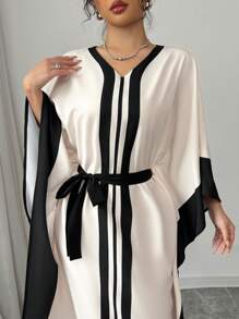 Elenzga Women's Luxury Cloak Style Evening Dress - Multicolor - View 4