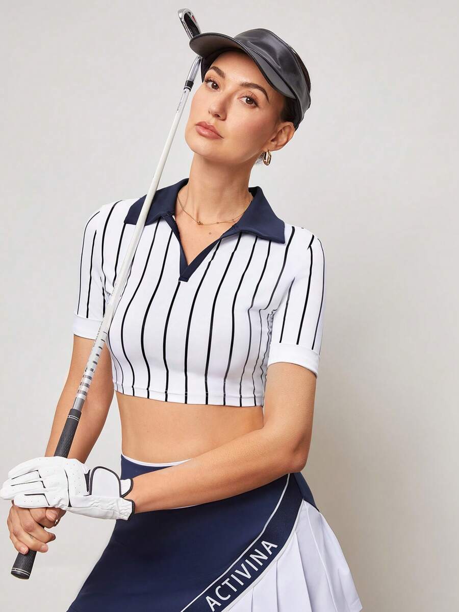 Activina Women's Casual Sports Polo Shirt, Minimalist Fashion For Daily Wear - Navy Blue - View 1