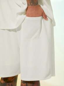 EASEVO Große Größen Herren Lässiges Lose Gedrucktes Gestricktes Kurzarm T-Shirt und Shorts Set