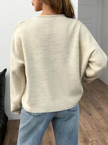 EURMUSE Damen Beige Cardigan - Cardigan mit doppelter Schleife vorne & V-Ausschnitt, minimalistischer Strickpullover #NeuerHerbstmode #BrunchReady #Straßenszene Schleife vorne Pullover Sommer Pullover leichter Pullover Schleife vorne Top Damen Cardigan - Beige - Übersicht 2