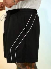 EASEVO Plus Size Men's Casual Loose Woven Black Shorts - Multicolor - View 5