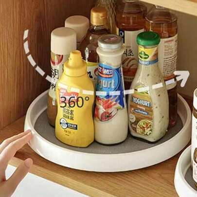 SHEIN 1 pezzo Organizer Lazy Susan, Girevole Lazy Susan per dispensa, Organizer per Armadietto da Cucina, Organizzazione e Conservazione per Dispensa - Bianco/Grigio