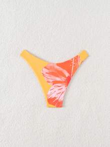 Swim Mod 1 件女士黄色花卉印花比基尼泳裤 - 黃色 - 查看 2