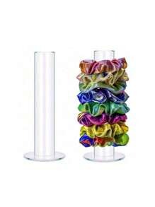 SHEIN Basic living 1pc/2pcs Clear Acrylic Pipe Hair Tie Display Stand, Multi-Functional Organizer For Watch, Beaded Bracelet, Bangle, Storage Rack - Multicolor - View 2