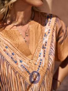 LanaWest 女士数码印花轻便夏季休闲衬衫