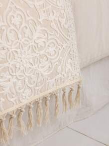 1pc Delicate Embroidery Crafted Double Layer Bed Flag, Tassel Decor, 45cm Wide,Fall Decor,Autumn Decor,Room Decor