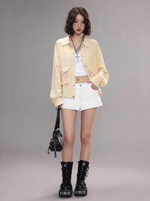 Coolane Koszule damskie wiosenno-letnie Grunge Y2K Couple Same Style Textured Coat