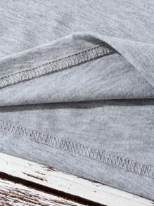 SHEIN Essnce Casual Minimalist Heart Pattern Round Neck Short Sleeve Loose T-Shirt For Women, Suitable For Summer Suitable For Going Out - Blue - View 4