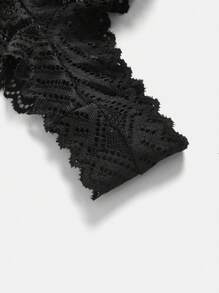 1 件女士蕾丝蝴蝶结装饰丁字裤 - 黑色 - 查看 5