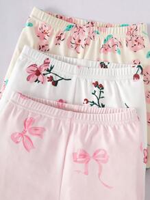 Bộ đồ ngủ 6 món cho bé gái, gồm áo ngắn tay và quần short, họa tiết nơ và hoa. - Nhiều màu - Xem 8