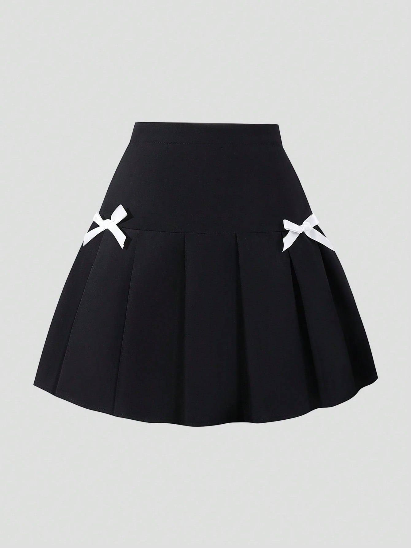 تنورة منضدة للفتيات المراهقات ذات لون أسود مع زخرف...