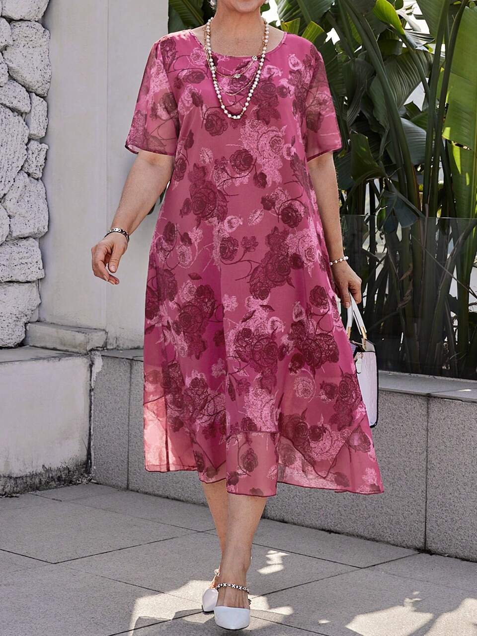 Plus Size Elegant Casual And Everyday Simple Stylish Grandma Dress Spring Outfits For Women Summer Outfits For Women,Vacation