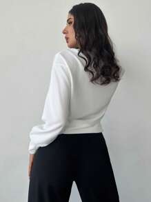 SHEIN Privé New White Top Rose Metal Button Ladies Open Cardigan Jacket - White - View 6